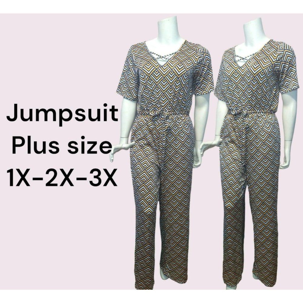 Elegant Maxi wide legged Navy/Yellow jumpsuit Plus Sizes comfy & stretchy